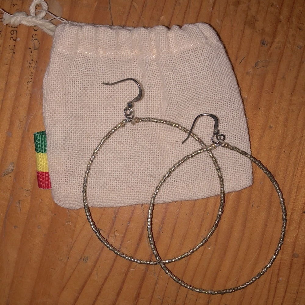 Ethiopian hoop earrings gold brass color